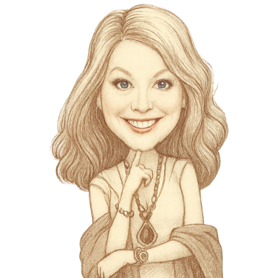 Illustration of Kelly, artisan jewelry designer for Kreated by Kelly